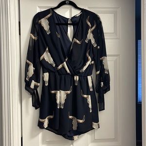 Dark Blue Long Sleeve Romper